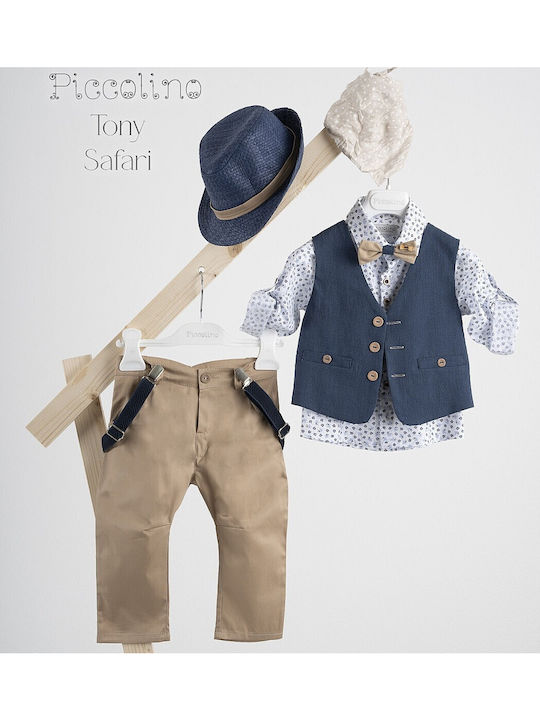 Piccolino Boys Baptism Suit with Vest 6pcs Safari S