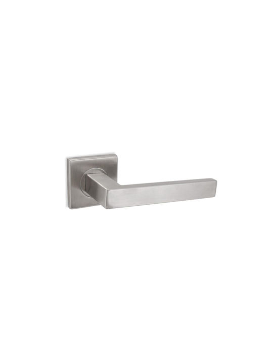 Conset Lever Middle Door with Rosette Pair with Rosette Nickel / Inox