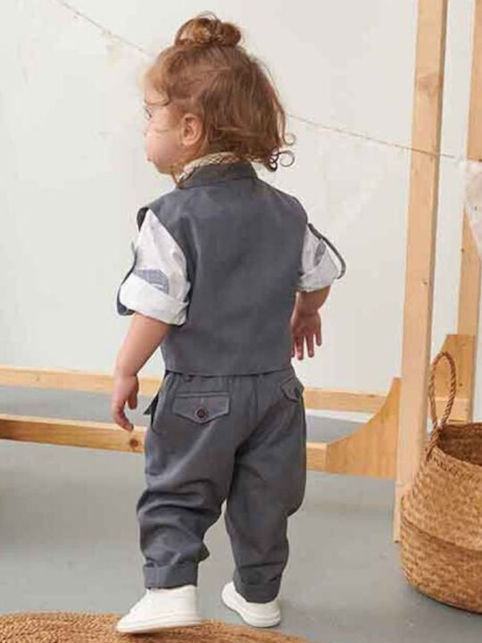 Bonito Baby Boys Baptism Suit with Vest 5pcs Gray