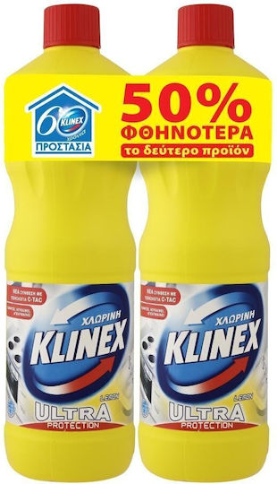 Klinex Ultra Protection Παχύρρευστη Χλωρίνη με Άρωμα Lemon 2x1.25lt