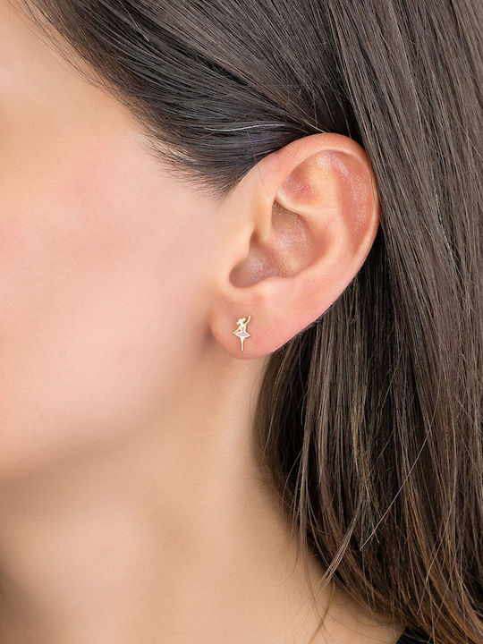 Kiriakos Gofas Dancers Kids Earrings Studs with Stones from Gold 14K