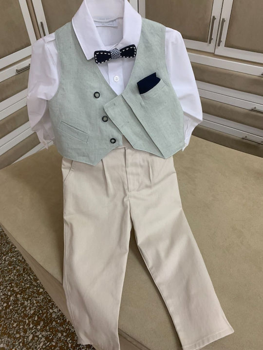 Nst Nastasia Costum De Botez Cu Vestă Pentru Băiat Kurt Verde