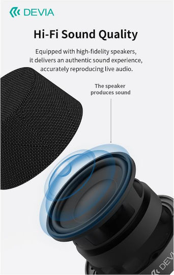 Devia Sound Lite3 Ηχείο Bluetooth 5W με Διάρκεια Μπαταρίας έως 5 ώρες Μαύρο