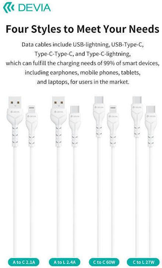 Devia USB-A zu Lightning Kabel 12W Weiß 1m