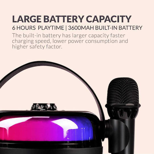 Sonic Gear Ηχείο Karaoke με Ασύρματα Μικρόφωνα και Εφέ Φωτισμού IOX K800 IOX-K800-B Μαύρο