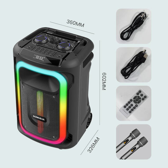 Sonic Gear Karaoke Speaker With Wireless Microphones And Lighting Effects Hyperbox 1300 Pro HB-PRO1300 Black