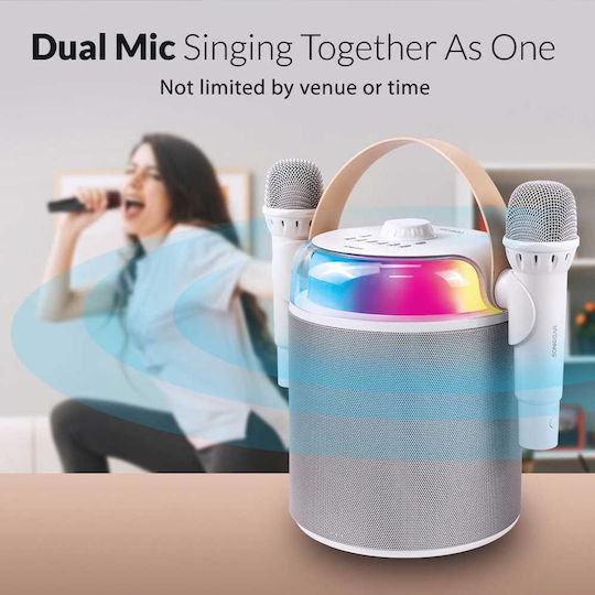 Sonic Gear Ηχείο Karaoke με Ασύρματα Μικρόφωνα και Εφέ Φωτισμού IOX K800 IOX-K800-W Λευκό