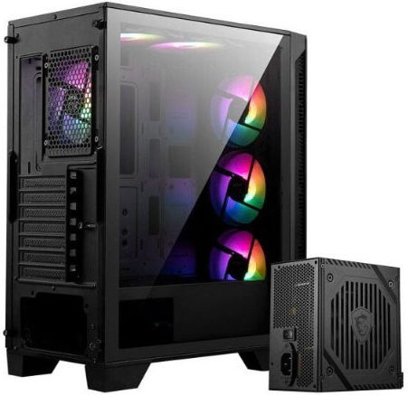 MAG Forge 120A Airflow Геймърско бюро Midi Tower Компютърна кутия със страничен прозорец и RGB осветление 650W 80+ Bronze Power Supply