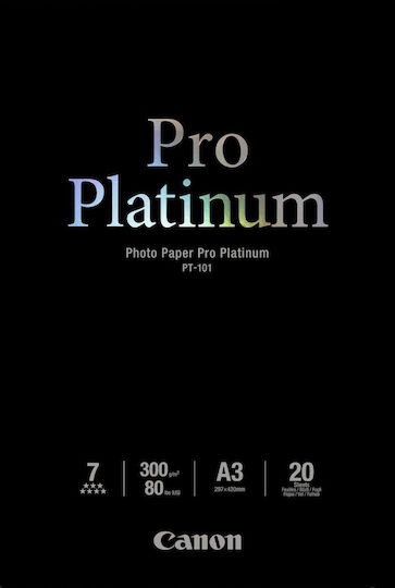 Canon PT-101 Photo Paper Pro Platinum A3 300gr/m² for Printers Inkjet 20 Sheets