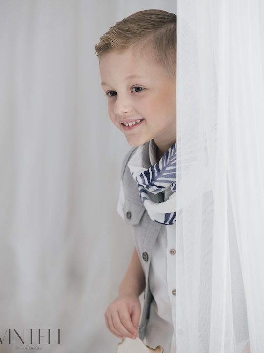 Vinteli Vinteli Baptism Suit with Vest for Boys Gray