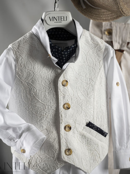 Vinteli Baptism Suit with Vest for Boys Ecru