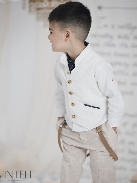 Vinteli Baptism Suit with Vest for Boys Ecru