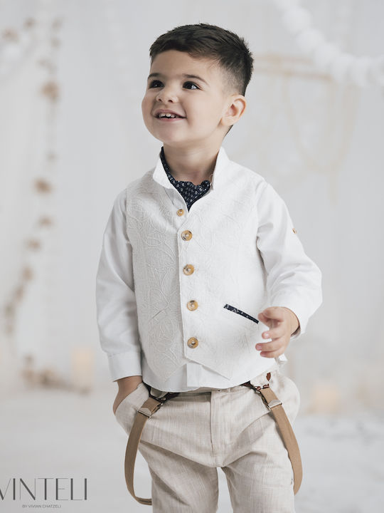 Vinteli Baptism Suit with Vest for Boys Ecru