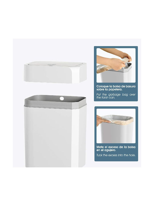 Basic Home Κάδος Απορριμμάτων Πλαστικός με Φωτοκύτταρο Λευκός 12lt
