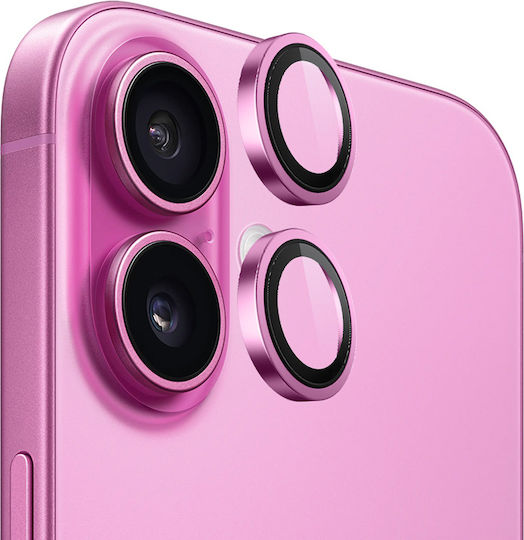 Blueo Camera Protection Metal Frame Pink for the iPhone 16, iPhone 16 Plus