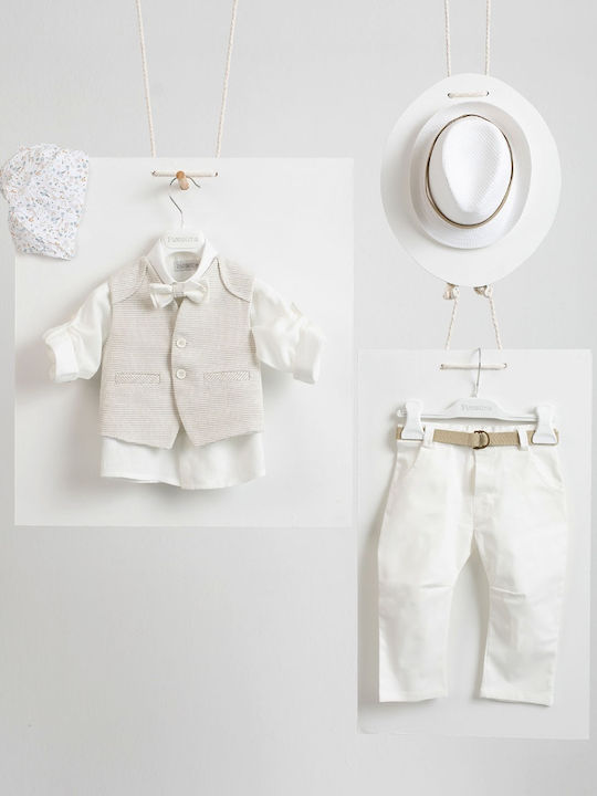 Piccolino Boys Linen Baptism Suit Raffa 6pcs White