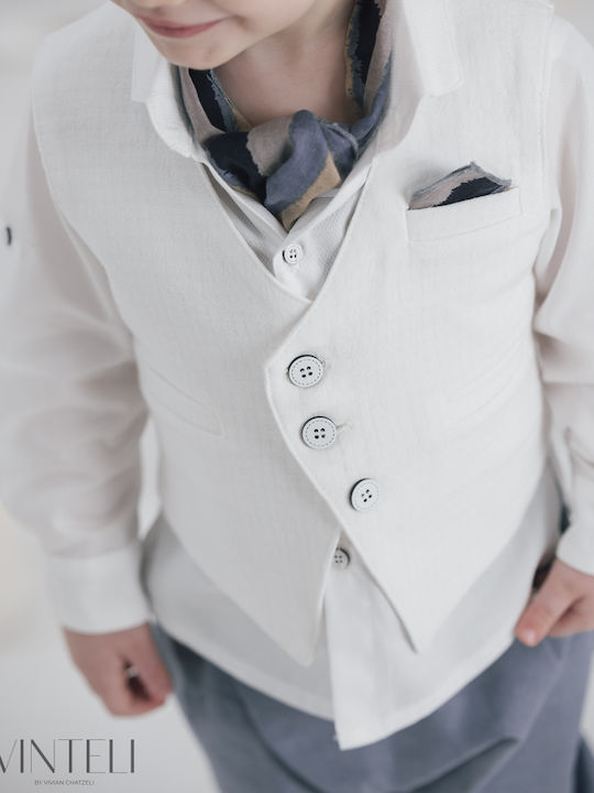 Vinteli Baptism Suit with Vest for Boys White