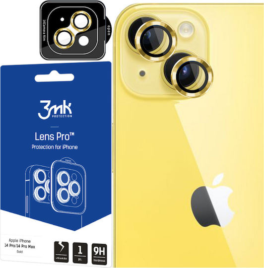 3MK Lens Protection Pro Kameraschutz Gehärtetes Glas Yellow für das iPhone 14 / 14 Plus