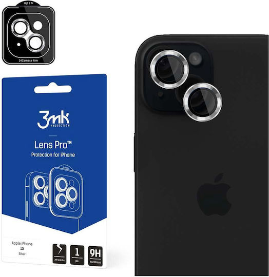 3MK Προστασία Κάμερας Tempered Glass Ασημί για το iPhone 15