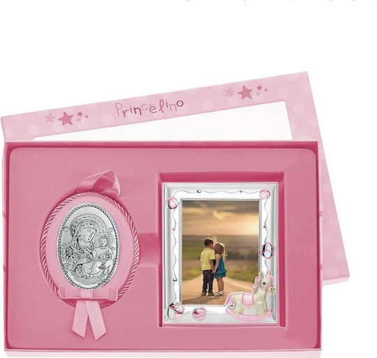 Prince Silvero Frame with Religious Icon made of Silver for Girl 2pcs