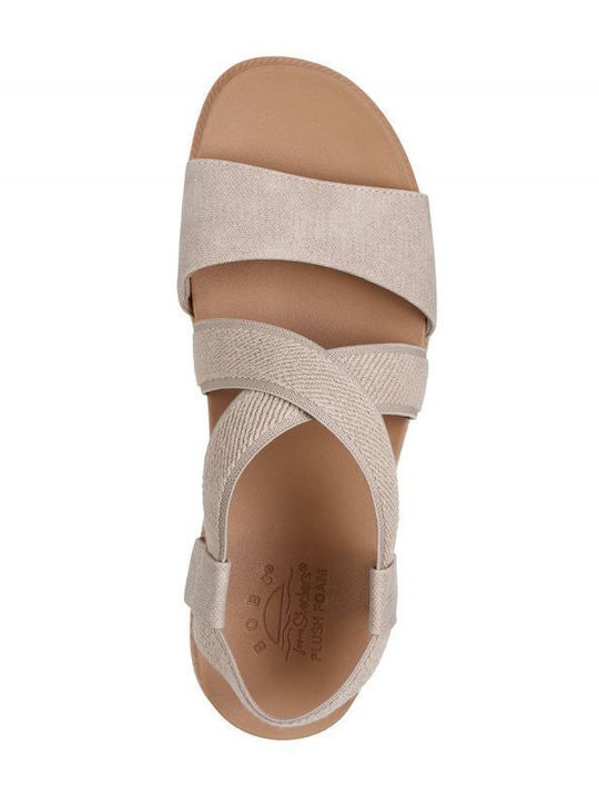 Bobs Desert Kiss Women's Flat Sandals in Beige Color