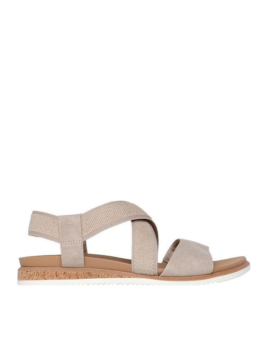 Bobs Desert Kiss Women's Flat Sandals in Beige Color