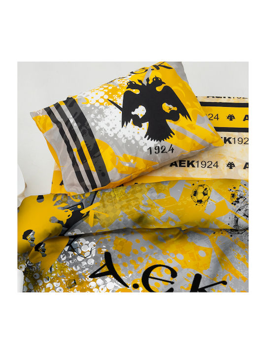 Palamaiki Aek 1924 Kids Cotton Pillowcase Set 50x70cm Yellow