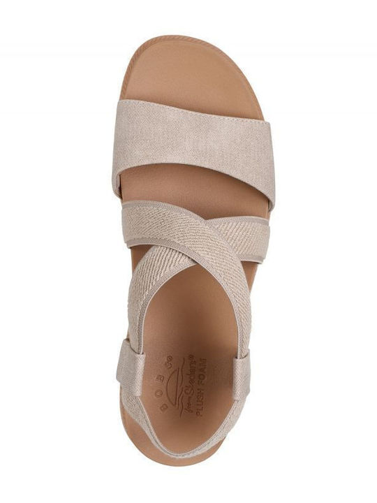 Bobs Desert Kiss Women's Flat Sandals in Beige Color