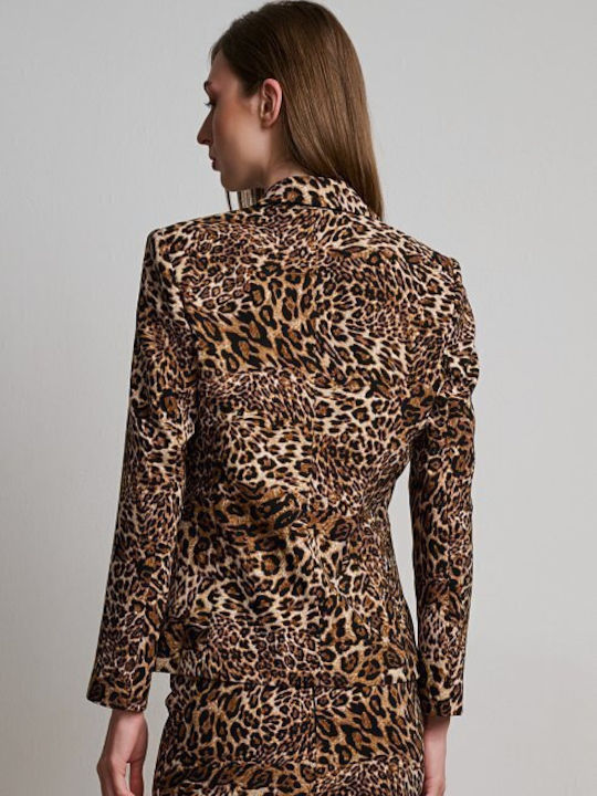 Desiree Lung Blazer pentru femei Sacou Leopard