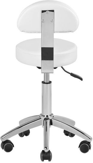 Salon Tech Wheeled Stool with Backrest White