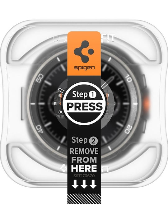 Spigen EZ Fit Tempered Glass for the Samsung Galaxy Watch 8 Classic 46mm, Spigen 2pcs AGL09877
