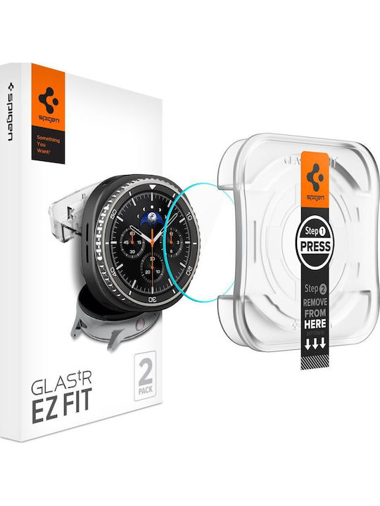 Spigen EZ Fit Tempered Glass for the Samsung Galaxy Watch 8 Classic 46mm, Spigen 2pcs AGL09877