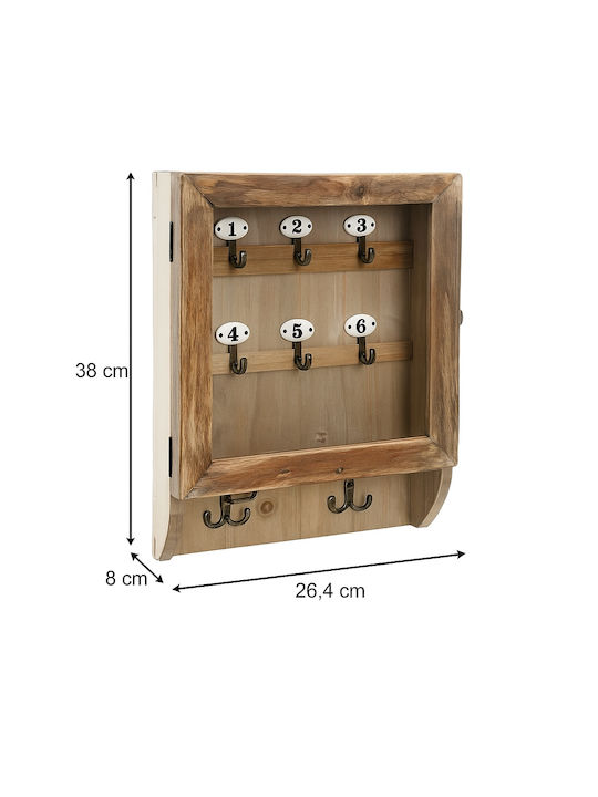 Atmosphera Wall Key Holder Wooden 10 Hooks 26x8.5x38cm