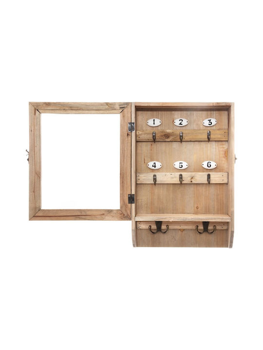 Atmosphera Wall Key Holder Wooden 10 Hooks 26x8.5x38cm
