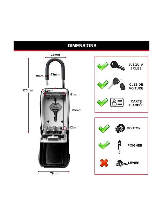 Master Lock Master Lock Kombinationsschloss mit Hufeisen Metallisch und Kombinationsmutter 17,5x7,2x4,2cm