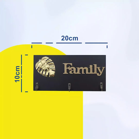 Uncle George Agățătoare Chei De Perete Din Lemn 3 Compartimente 20x1x10cm
