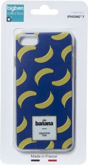 Bigben Connected Handyhülle iPhone SE 2020 8 7 Halbrigide Bananenmuster Blau