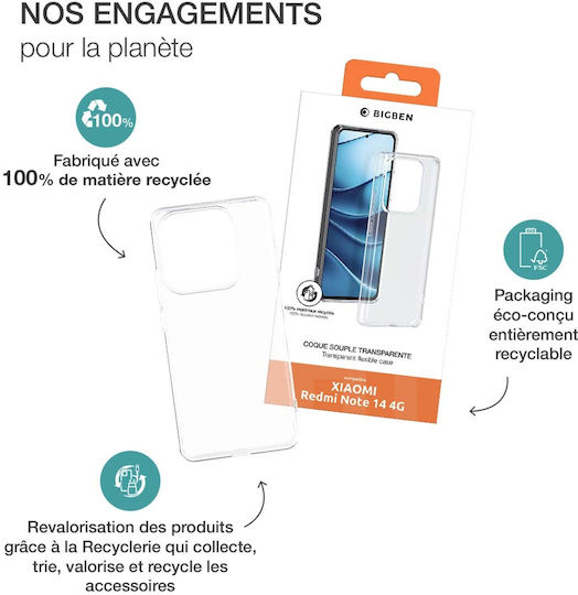 Husă Bigben Connected Xiaomi Redmi Note 14 Soft Din TPU Transparentă Anti-Îngălbenire