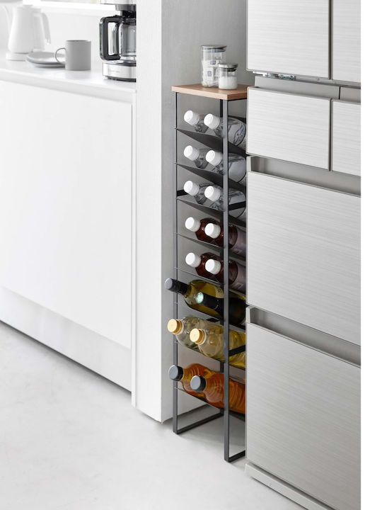 Yamazaki Free Standing Metallic Wine Cabinet for 8 Bottles Black 20x19.3x88.5cm