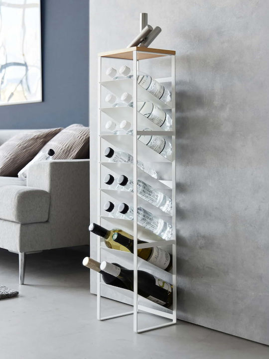 Yamazaki Free Standing Metallic Wine Cabinet for 8 Bottles White 20x19.3x88.5cm