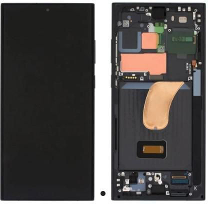 CoreParts Screen with Touch Mechanism and Frame for Samsung Galaxy S23 Ultra (Black)