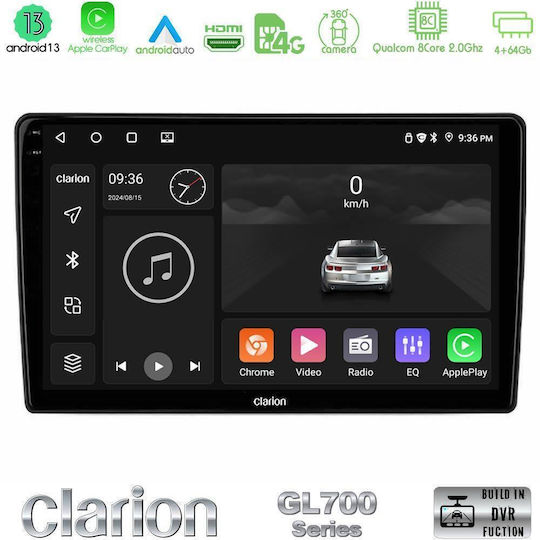 Clarion Auto-Audiosystem für Ford Kurier 2015-2023 (Bluetooth/USB/WiFi/GPS/Apple-Carplay/Android-Auto) mit Touchscreen 9"