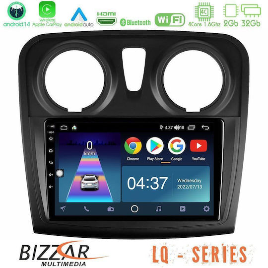 Bizzar Ηχοσύστημα Αυτοκινήτου για Dacia Dokker 2014-2021 (Bluetooth/USB/WiFi/GPS/Apple-Carplay/Android-Auto) με Οθόνη Αφής 9"