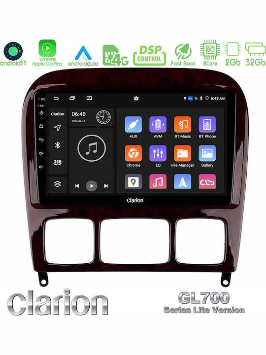 Clarion Sistem Audio Auto pentru Mercedes-Benz Clasa S 1999-2004 (Bluetooth/USB/WiFi/GPS/Apple-Carplay/Android-Auto) cu Ecran Tactil 9"