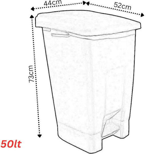 Plastic Coș de gunoi Deșeuri Coșuri de gunoi cu roți cu Pedală 50lt Negruț