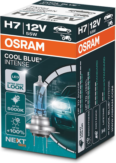 Osram Lamps Car Cool Blue Intense H7 Halogen 5000K Cold White 12V 55W 2pcs