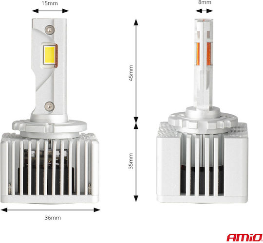 AMiO Лампи Автомобила D3S / D5S / D8S / D1S Canbus LED 6000К Хладно бяло 12-24V 50W 2бр