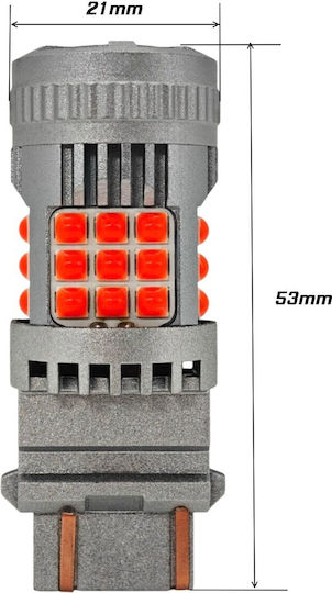 Lamps Car P27/7W Canbus LED Red 12-24V 2pcs