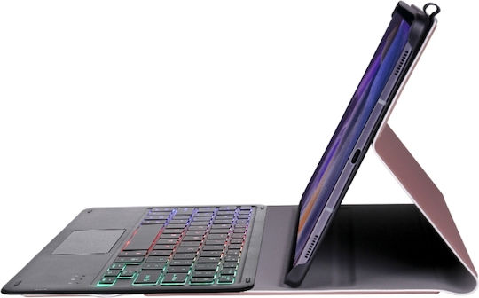 Backlight Flip Cover Δερματίνης με Πληκτρολόγιο Ροζ Χρυσό (Galaxy Tab A8)
