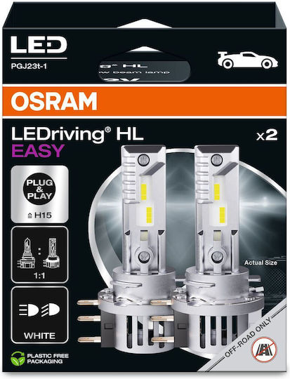 Osram Λάμπες Αυτοκινήτου H15 LED 6500K Ψυχρό Λευκό 12V 19W 2τμχ